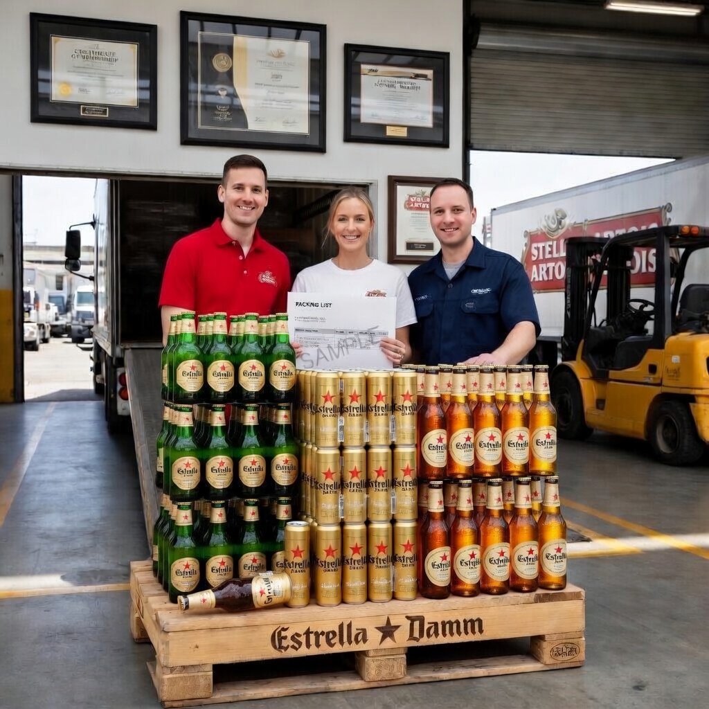 Woove Beer staff with wholesale beer products in warehouse